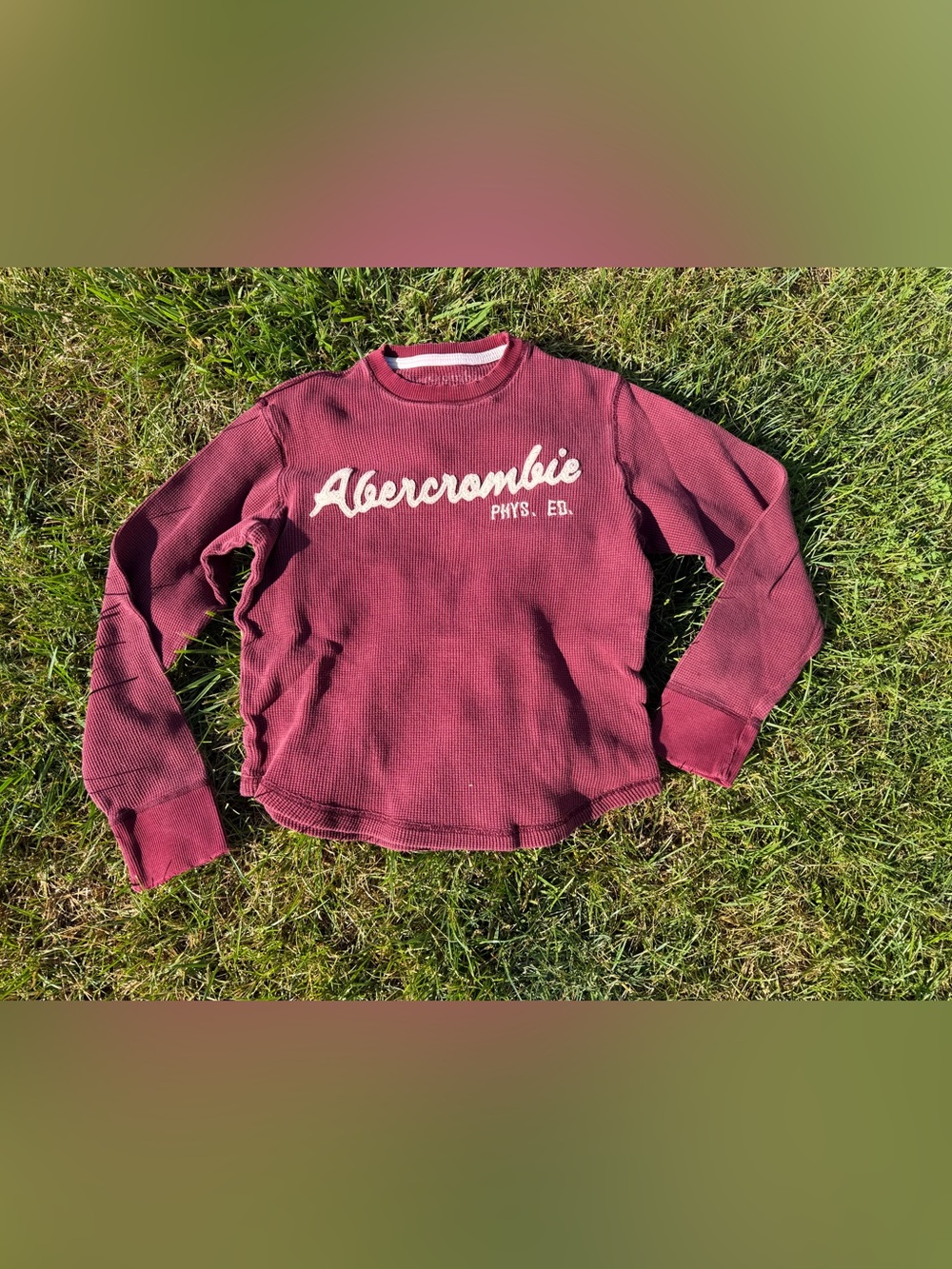 Abercrombie & Fitch Burgundy Waffle-Knit Long Sleeve Fits XSmall/Small